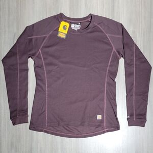 Womens Small 4-6 Carhartt Force Base Layer Midweight Micro-grid Crewneck Top NWT